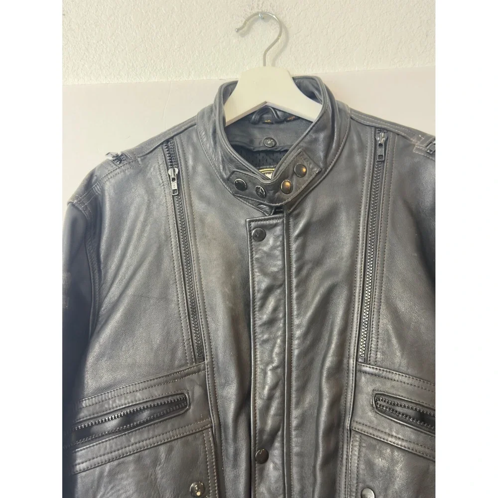 Vintage‎ Hein Gericke Leather Motorcycle Jacket Mens 46 Black 1995 Sturgis